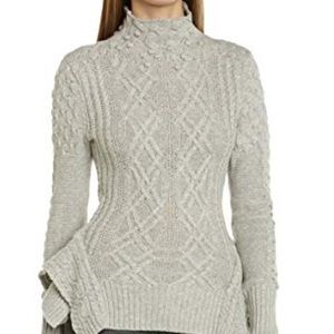 BCBG MaxAzria Cableknit Peplum Sweater